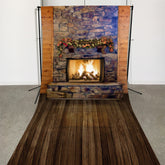 Lofaris Vintage Fireplace Wood Christmas Photo Backdrop